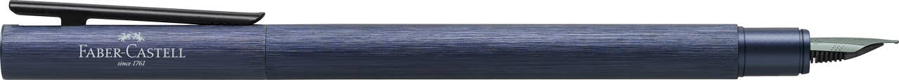 NEO Slim Brushed Aluminum Dark Blue Fountain Pen: Medium