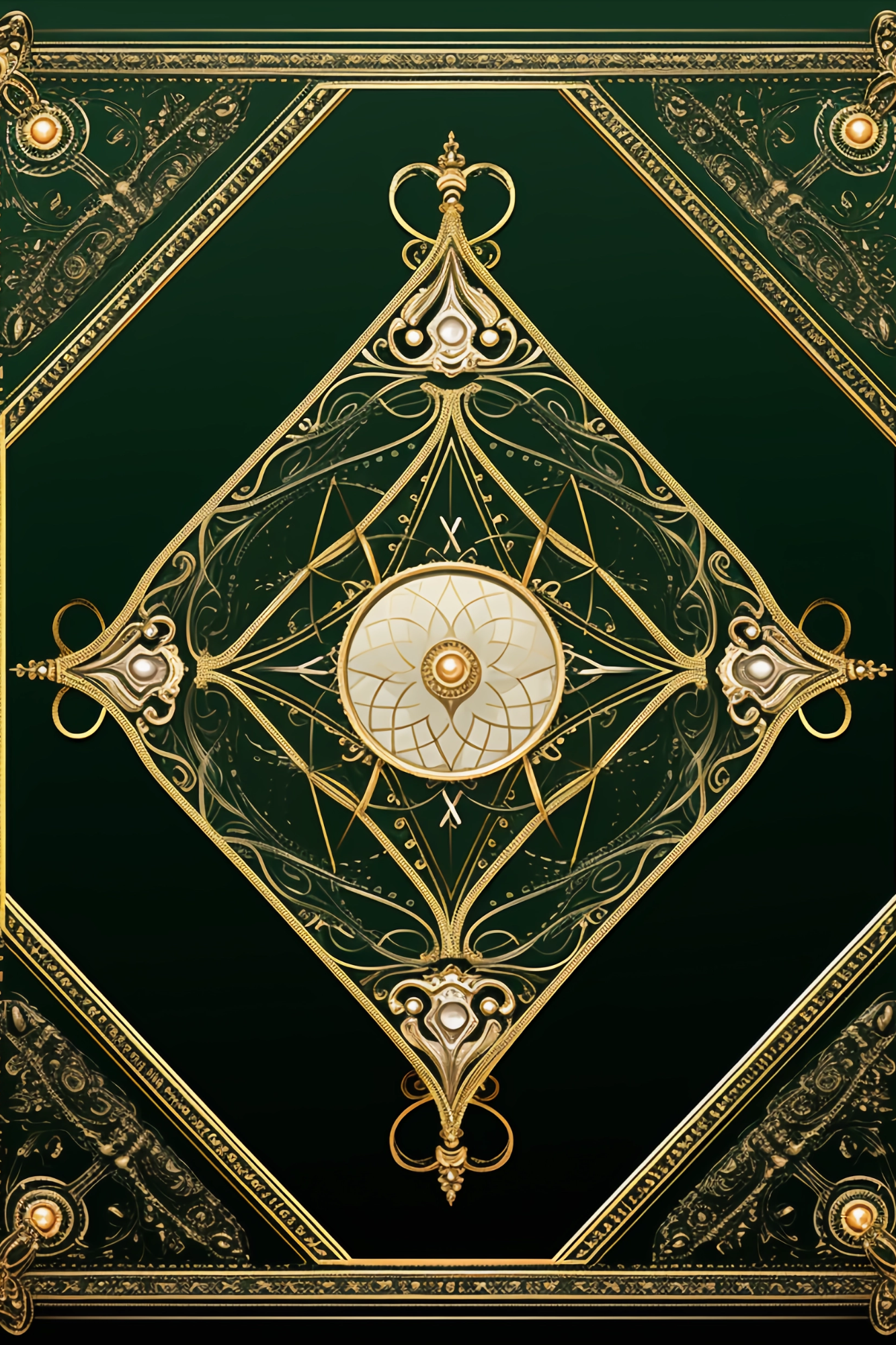 OtterBlotter Designer Custom Notebook - Green Guilded Mystic Diamond