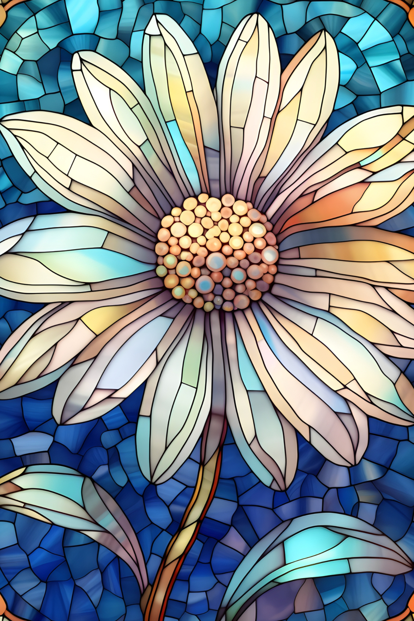 OtterBlotter Designer Custom Notebook - Stained Glass Flowers Daisy