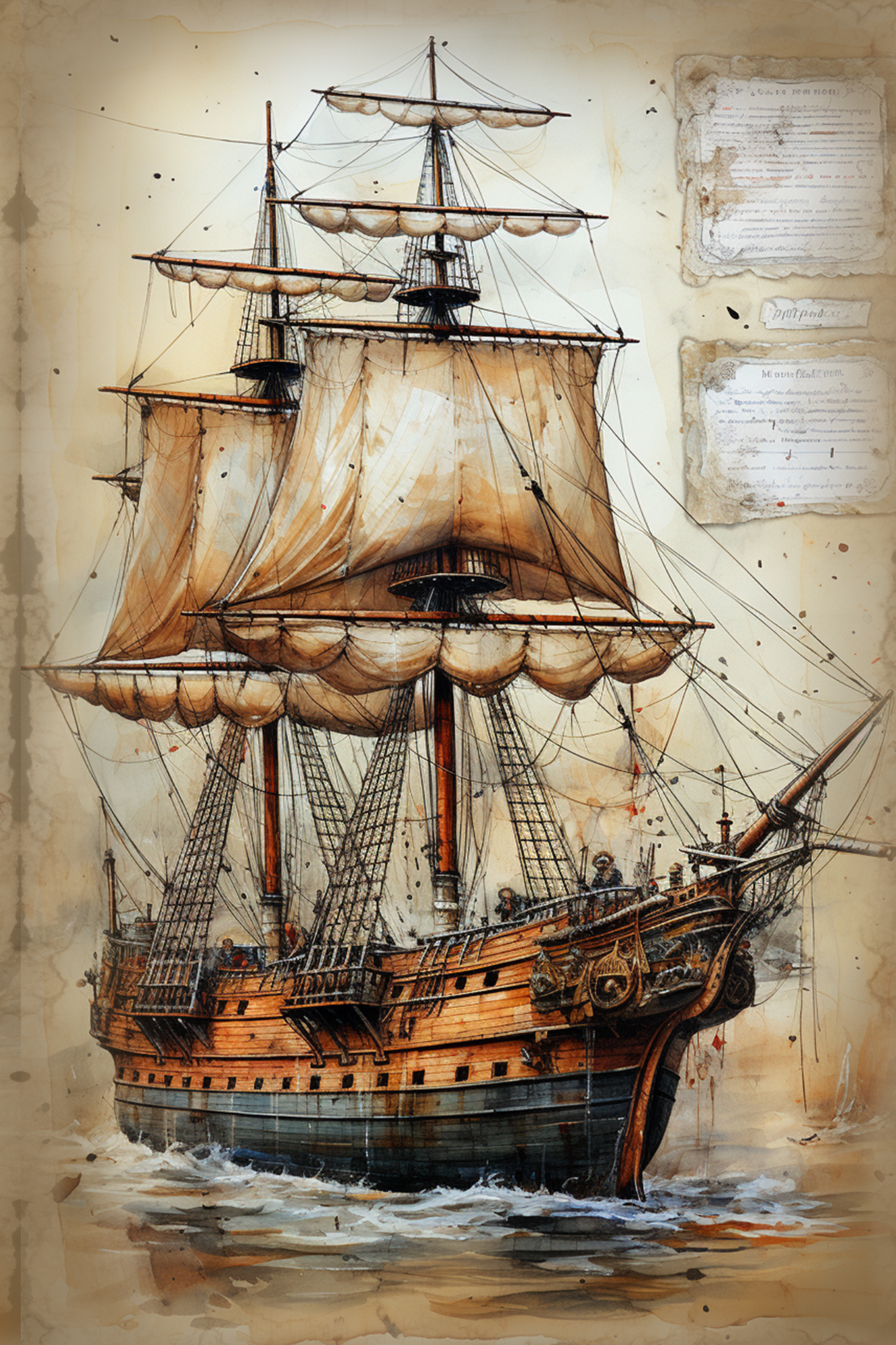 OtterBlotter Designer Custom Notebook - Old Ships 6