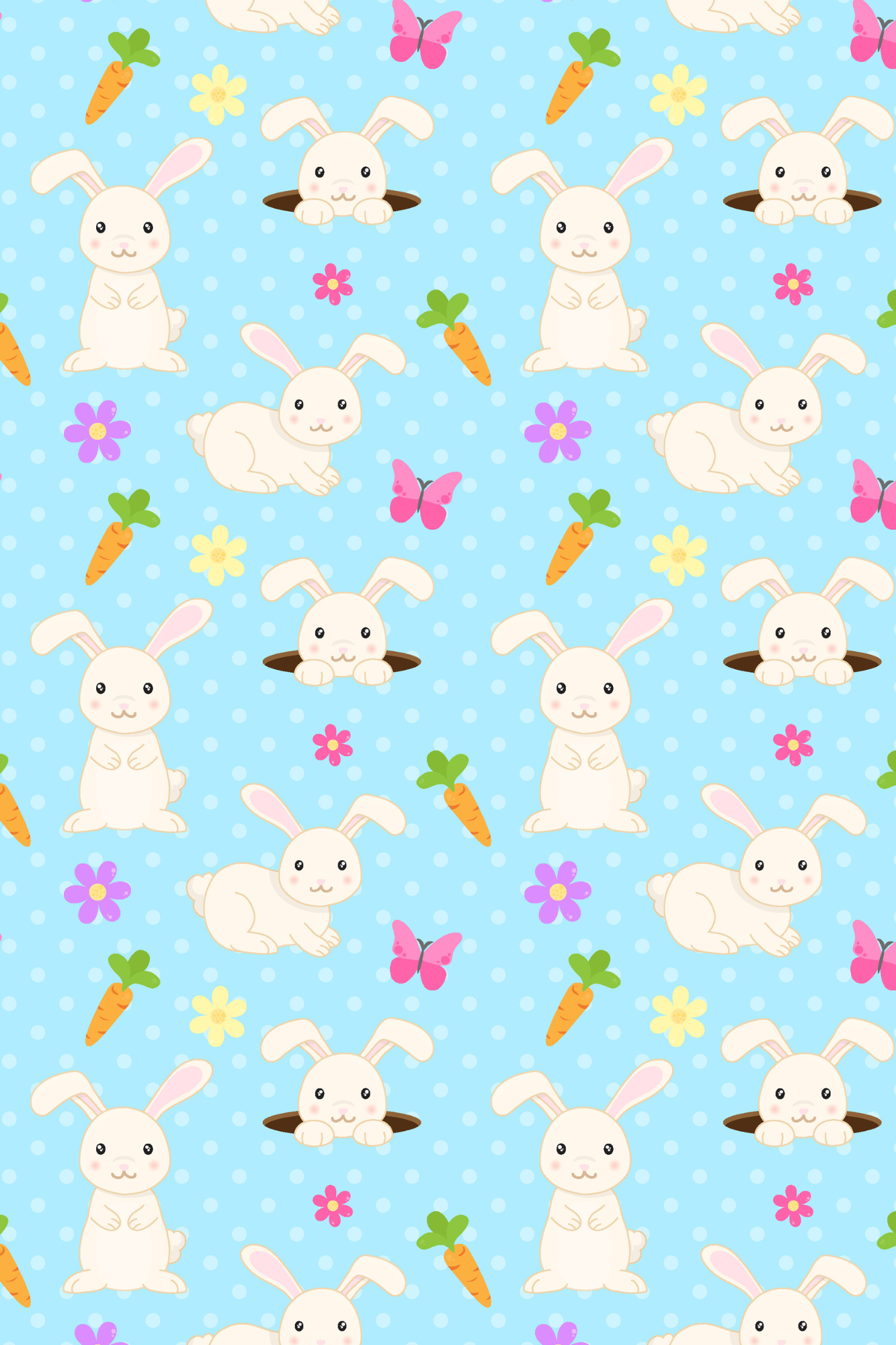 OtterBlotter Designer Custom Notebook - Easter Art Patterns Blue Bunnies