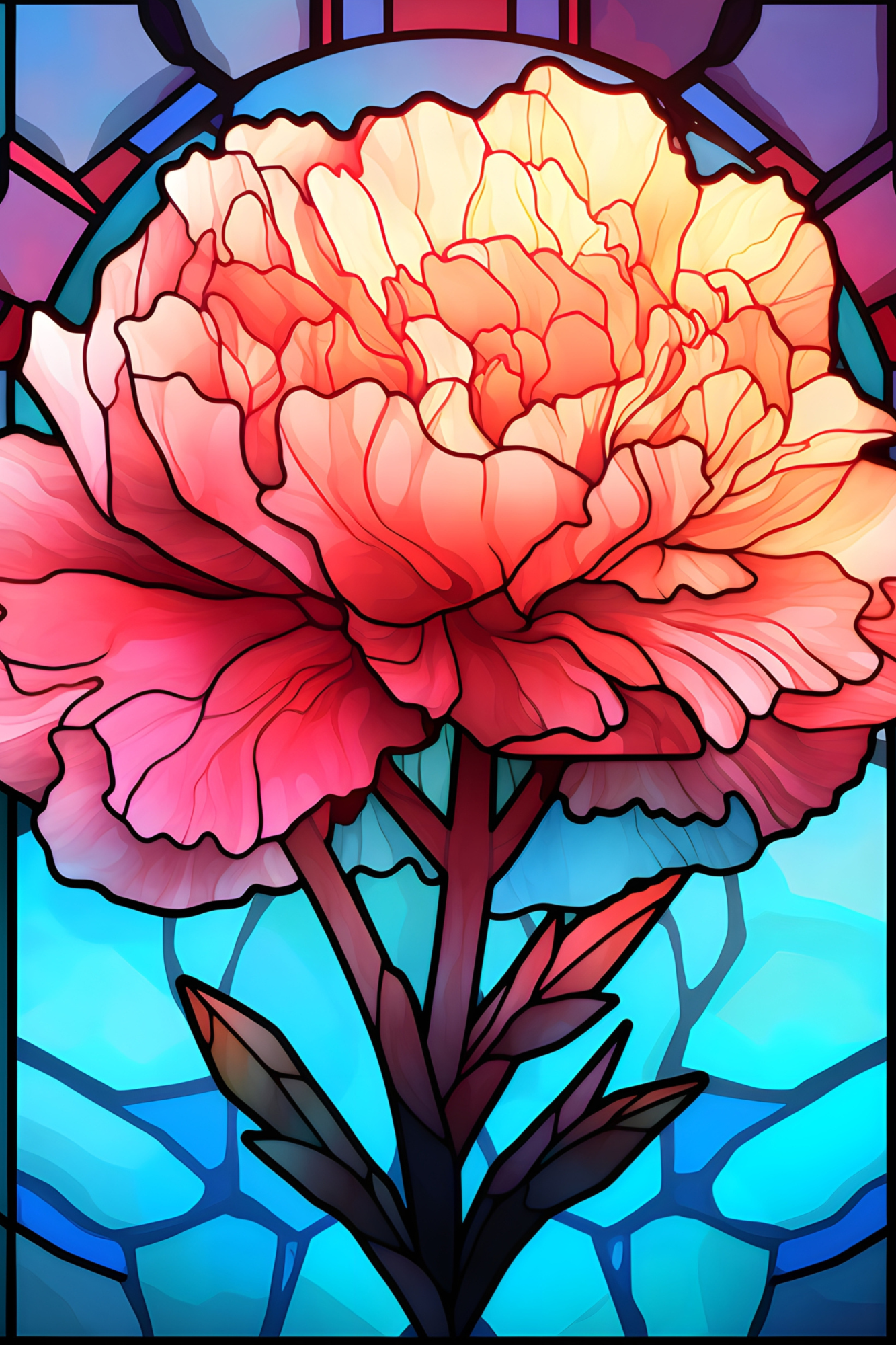 OtterBlotter Designer Custom Notebook - Stained Glass Flowers Carnation