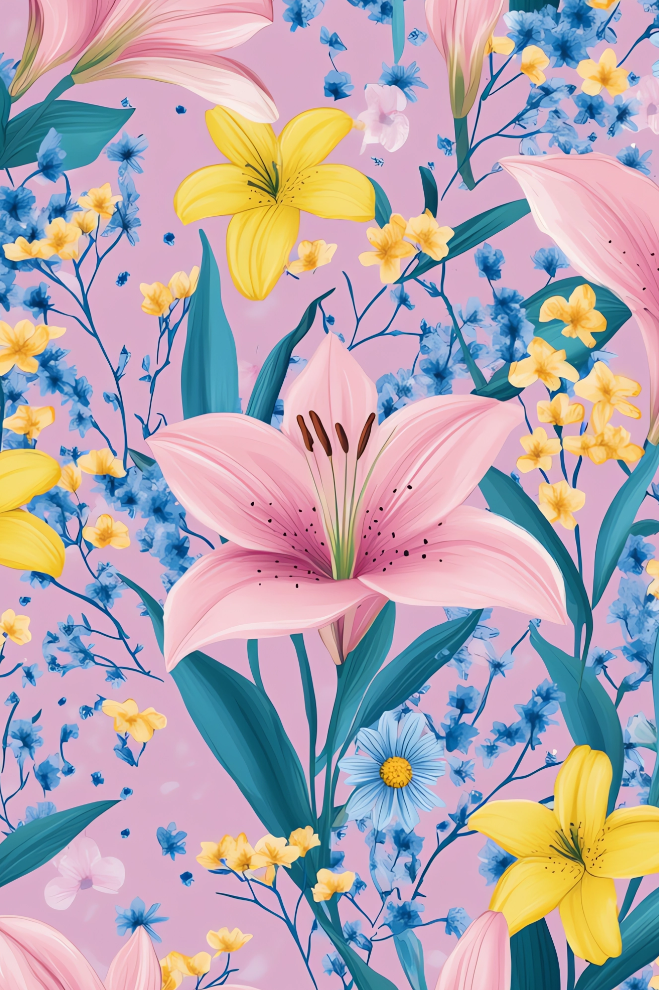 OtterBlotter Designer Custom Notebook - Spring Flowers Pink Tiger Lilly