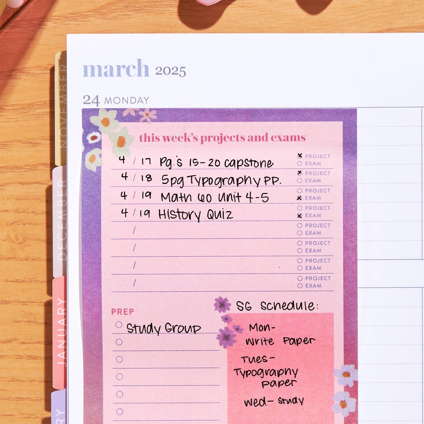 4x6 Weekly Projects & Exams Sticky Note Edition 2