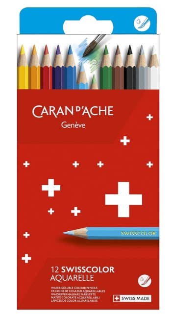 Set of 12 Water Colored Pencils SWISSCOLOR in Box