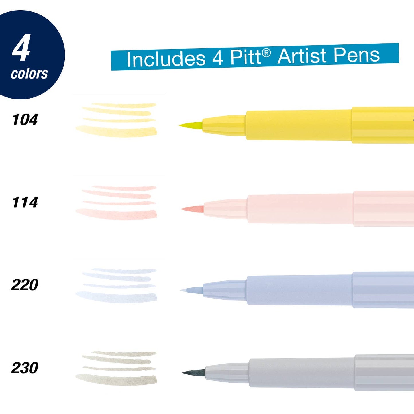 Pitt Artist Pen, Lettering Art - Pastels Set of 4