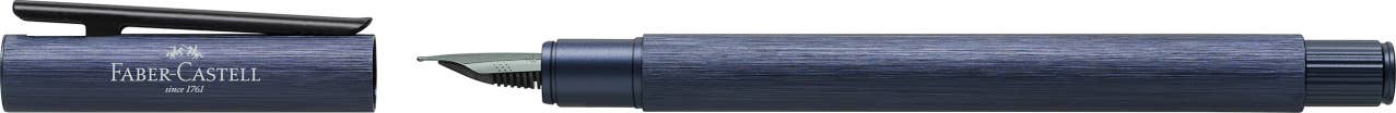 NEO Slim Brushed Aluminum Dark Blue Fountain Pen: Medium