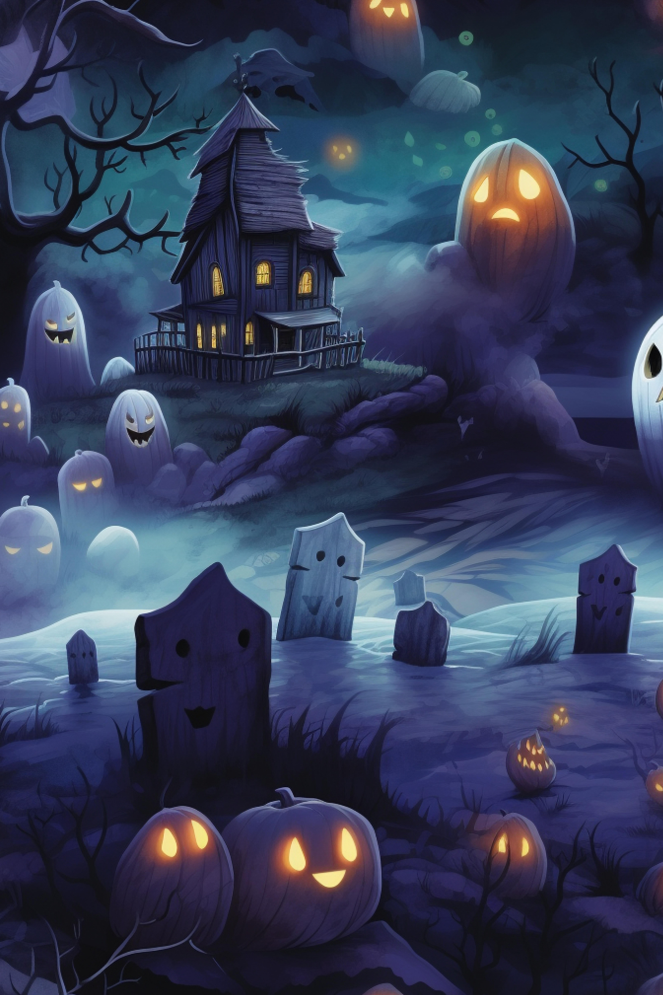 OtterBlotter Designer Custom Notebook - Haunted House Tales Graveyard