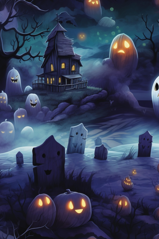 OtterBlotter Designer Custom Notebook - Haunted House Tales Graveyard