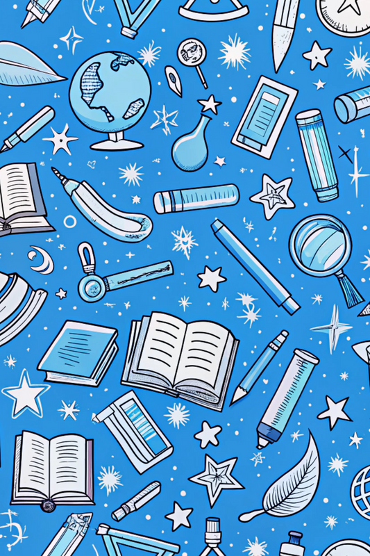 OtterBlotter Designer Custom Notebook - Back to School Digital School Blues