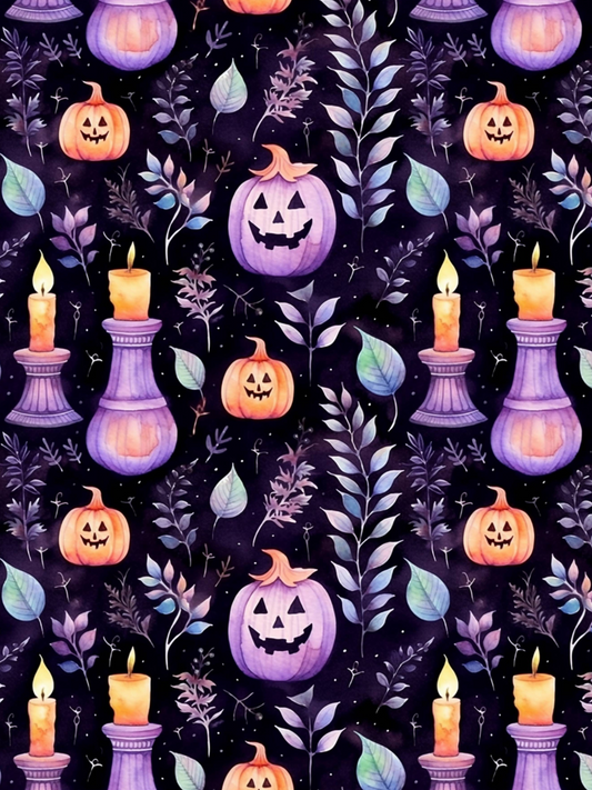 OtterBlotter Designer Custom Notebook - Wicked Cute Halloween Candlelight Pumpkins