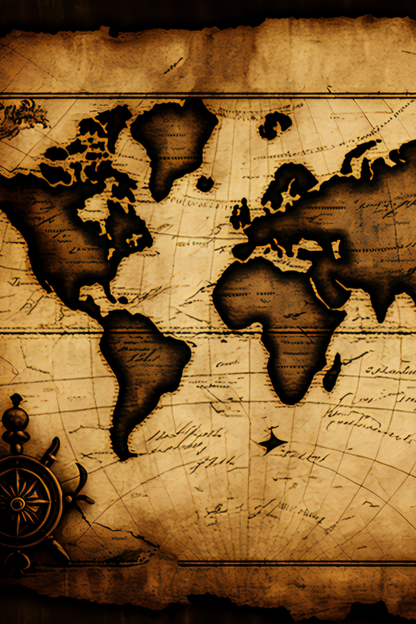 OtterBlotter Designer Custom Notebook - Flat Map Old World