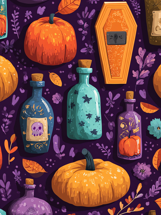 OtterBlotter Designer Custom Notebook - Halloween Digital Potions and Pumpkins