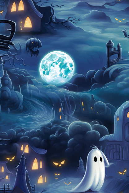 OtterBlotter Designer Custom Notebook - Haunted House Tales Full Moon