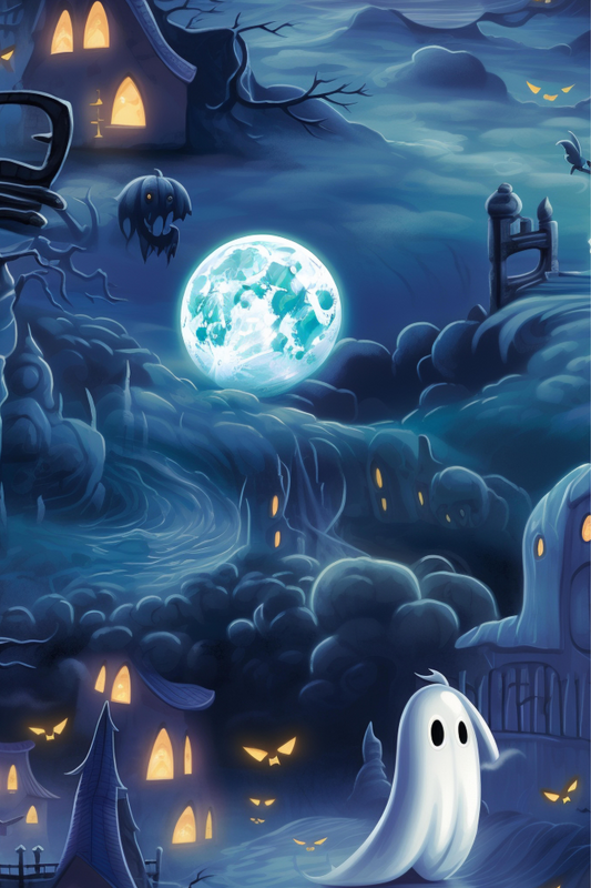 OtterBlotter Designer Custom Notebook - Haunted House Tales Full Moon