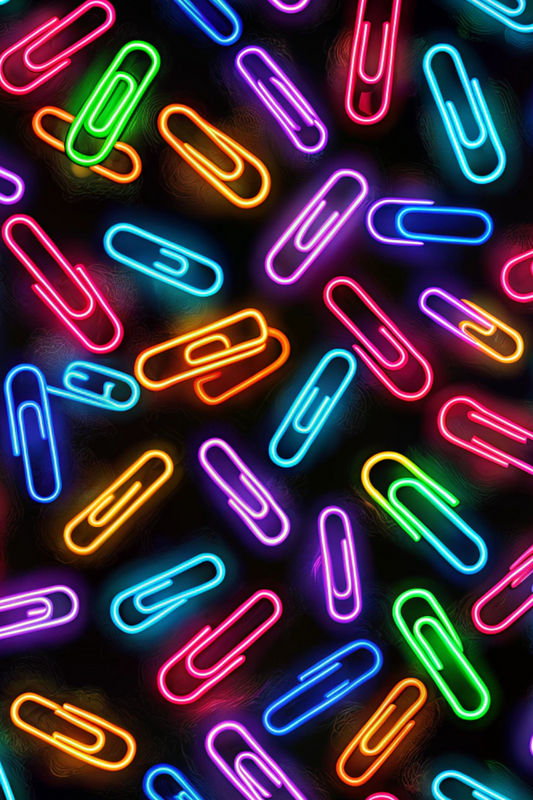 OtterBlotter Designer Custom Notebook - Back to School Digital Neon Paperclips
