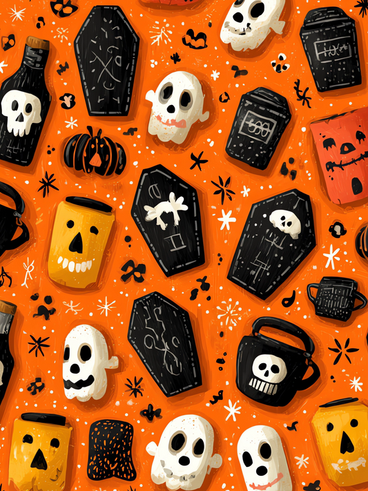 OtterBlotter Designer Custom Notebook - Halloween Digital Good Head Dead