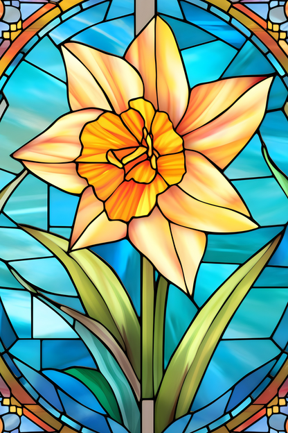 OtterBlotter Designer Custom Notebook - Stained Glass Flowers Daffodil