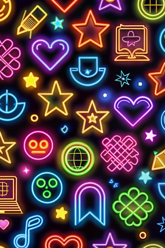 OtterBlotter Designer Custom Notebook - Back to School Digital Neon Symbols