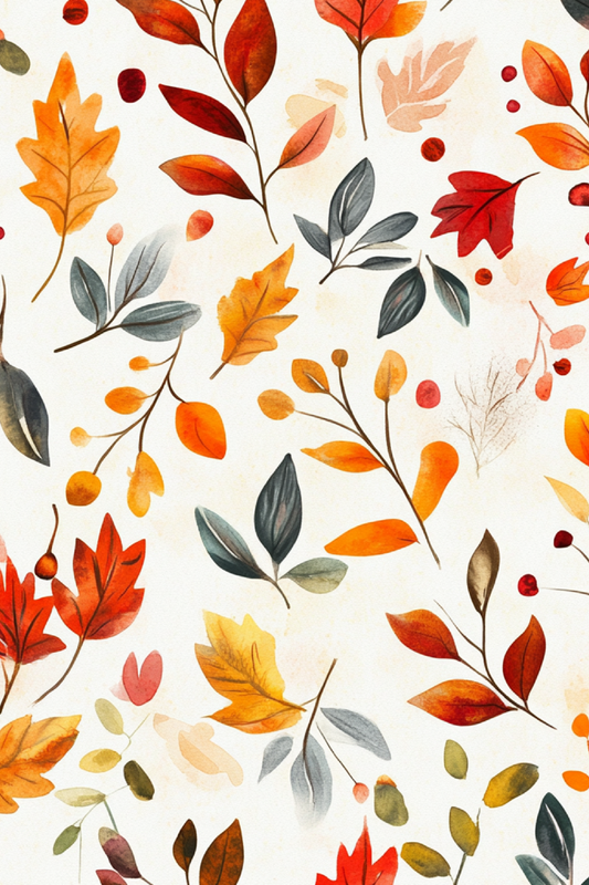 OtterBlotter Designer Custom Notebook - Autumn Patterns Tiny Leaves
