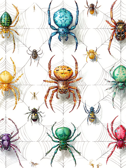 OtterBlotter Designer Custom Notebook - Halloween Digital Colorful Spiders