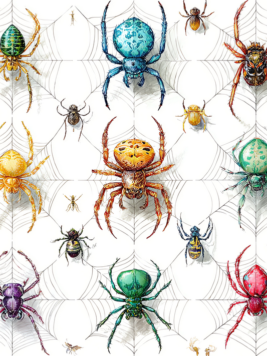 OtterBlotter Designer Custom Notebook - Halloween Digital Colorful Spiders