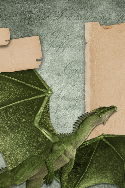 OtterBlotter Designer Custom Notebook - Dragon Scrapbook Green Dragon