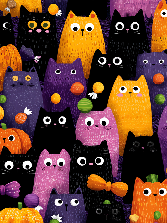OtterBlotter Designer Custom Notebook - Halloween Digital Cat Chorus
