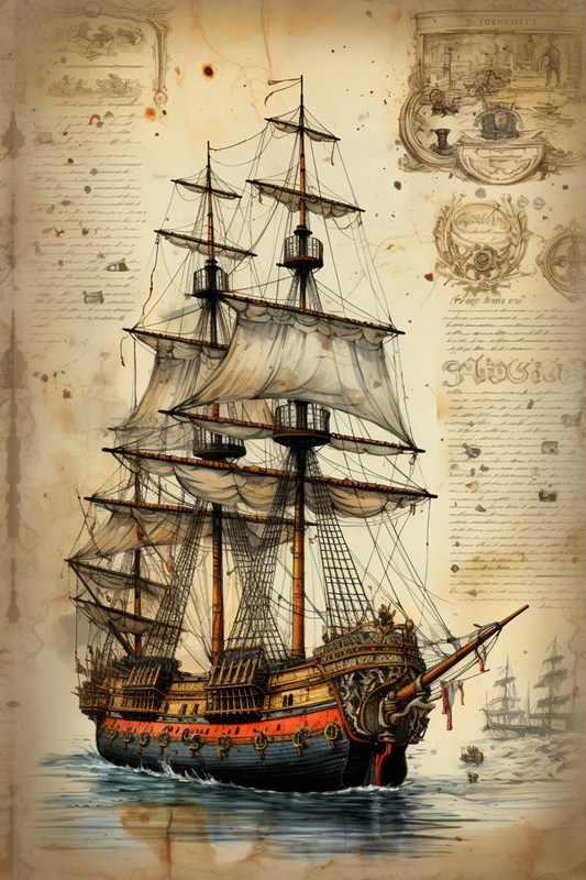 OtterBlotter Designer Custom Notebook - Old Ships 8