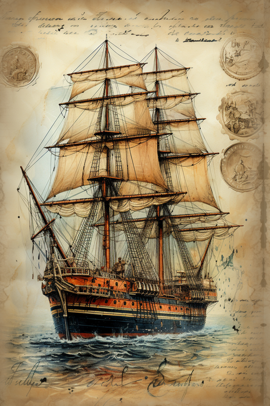 OtterBlotter Designer Custom Notebook - Old Ships 7