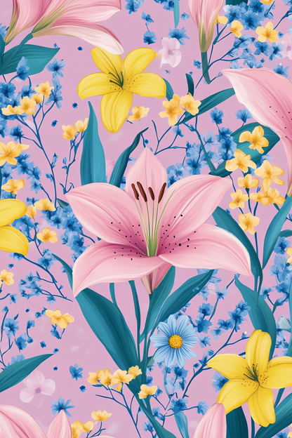 OtterBlotter Designer Custom Notebook - Spring Flowers Pink Tiger Lilly