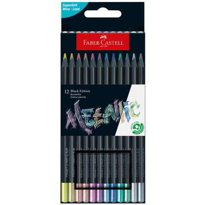 Black Edition Metallic Color Pencils 12 Count Set