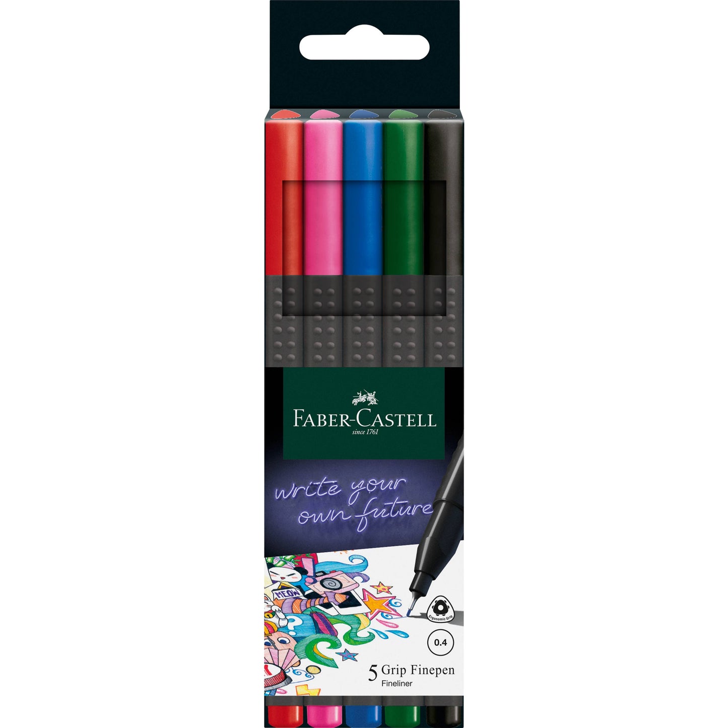 Grip Fineliner Thin Markers Basic Colors 6ct