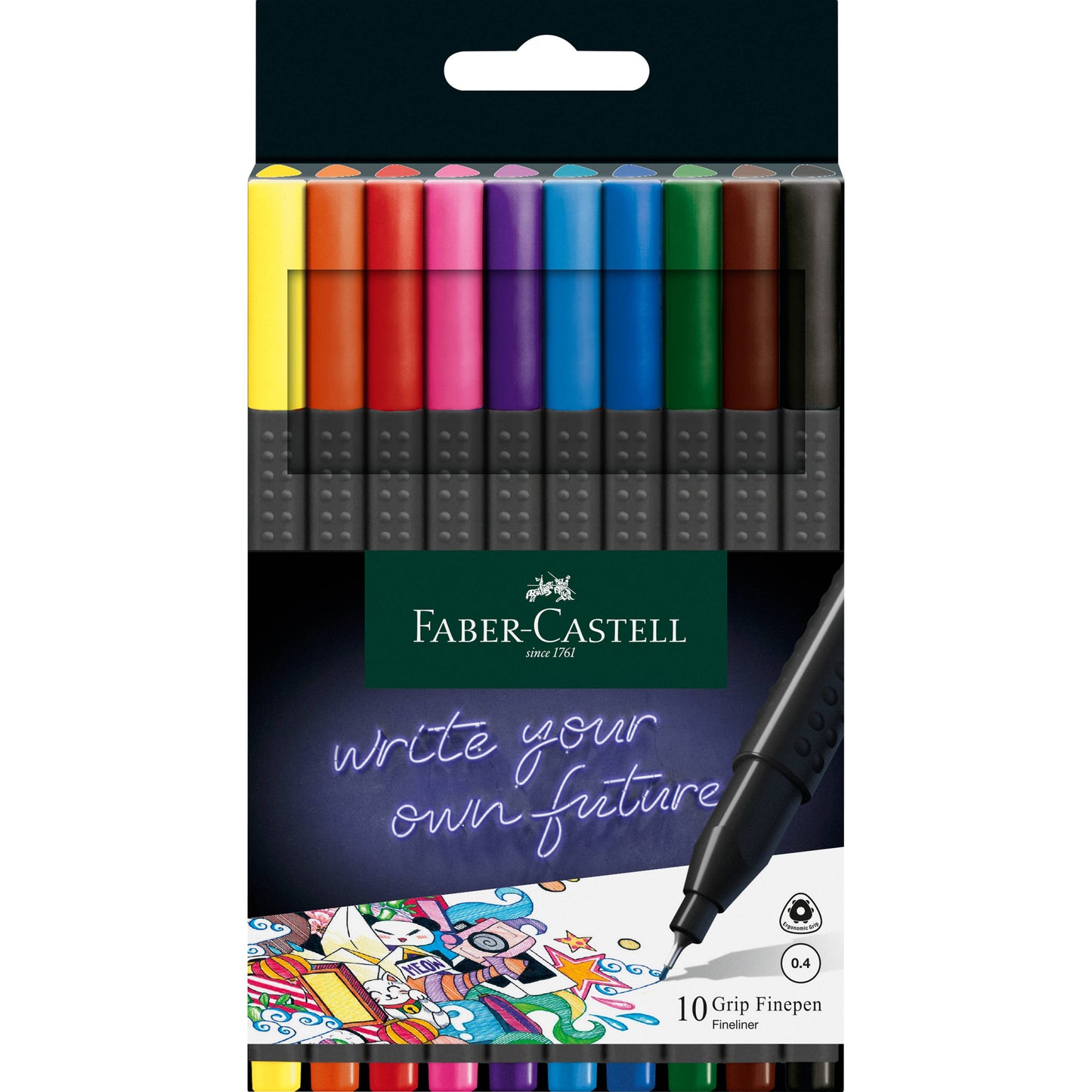 Grip Fineliner Set 10pk Primary Colors