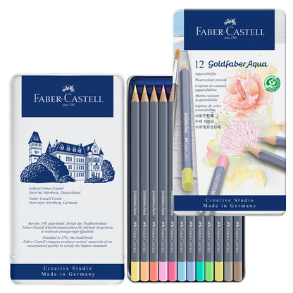 Goldfaber Aqua Watercolor Pencils, Pastels - Tin of 12