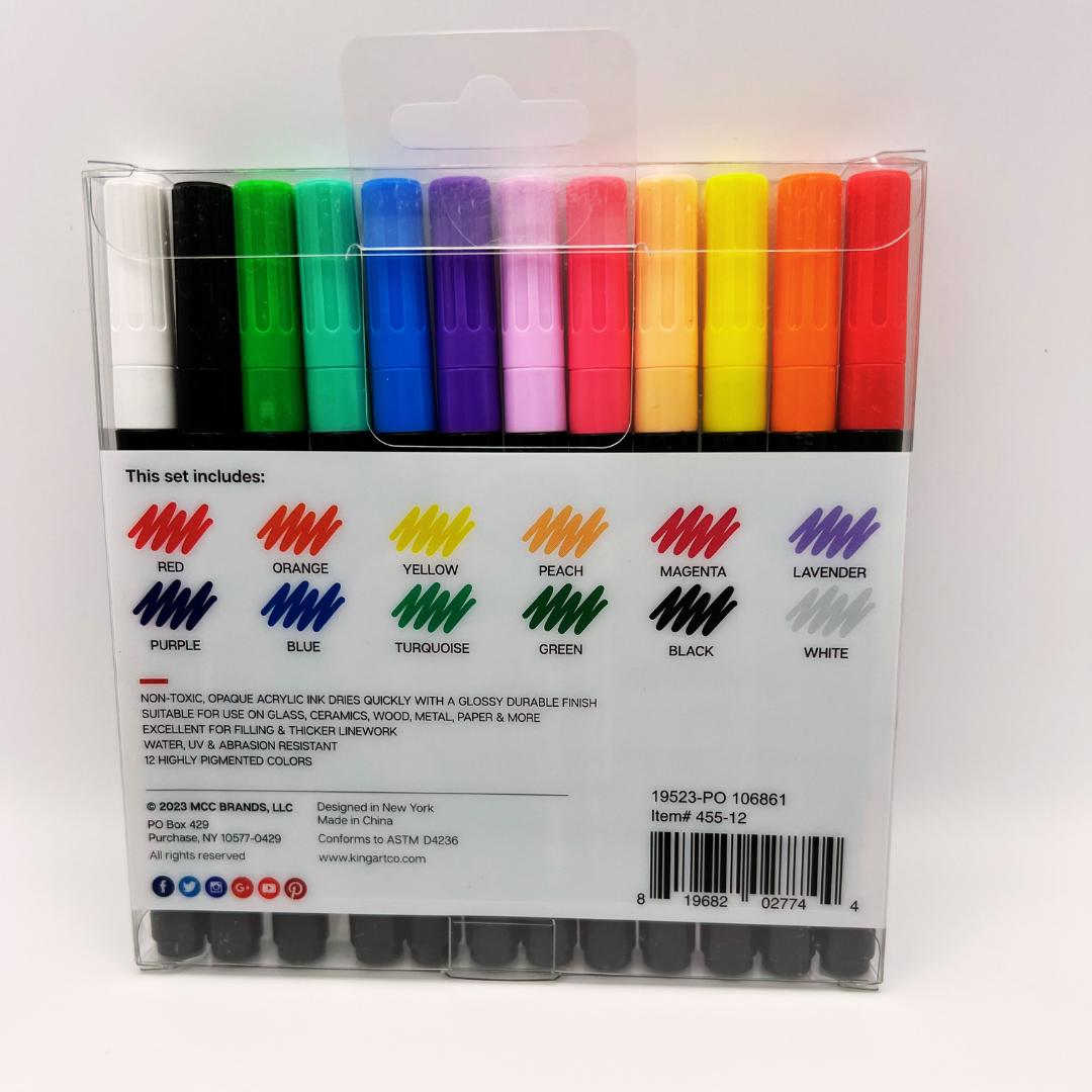 Kingart Acrylic Paint Pens, 2mm Medium Tip OtterBlotter