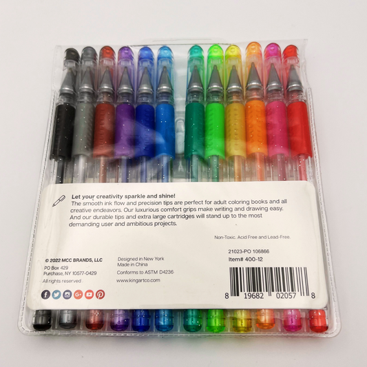 Kingart Soft Grip Glitter Gel Pens Set of 50 Colors